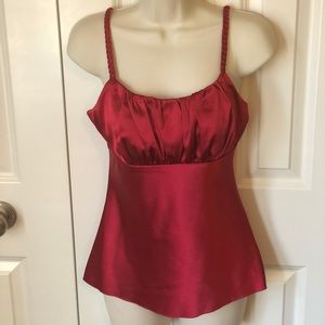 EUC red satin tank top size small